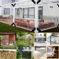 Clear Tarps Heavy Duty PVC, Transparent Tarp Durable Waterproof Dustproof Windproof Tarpaulin with Grommets & Ropes for Patio