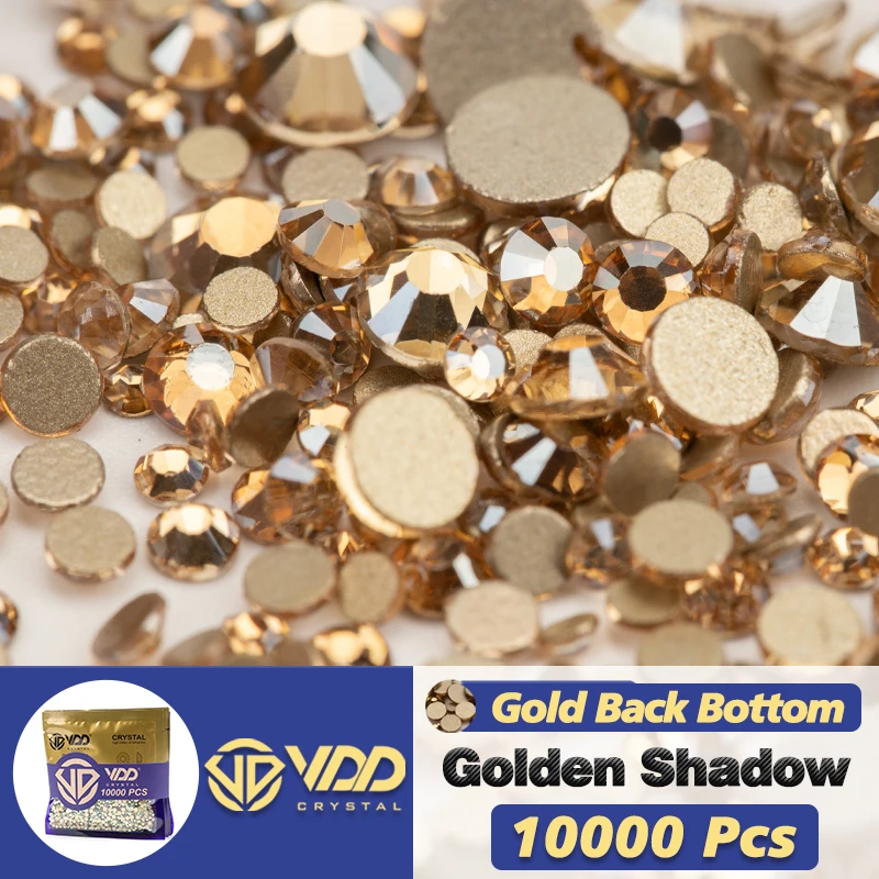 VDD 10000 Stuks Groothandel Hoge Kwaliteit Kristal Steentjes Goud Platte Achterkant Glas Niet Hotfix Strass Stenen DIY Nail Art Accessoires