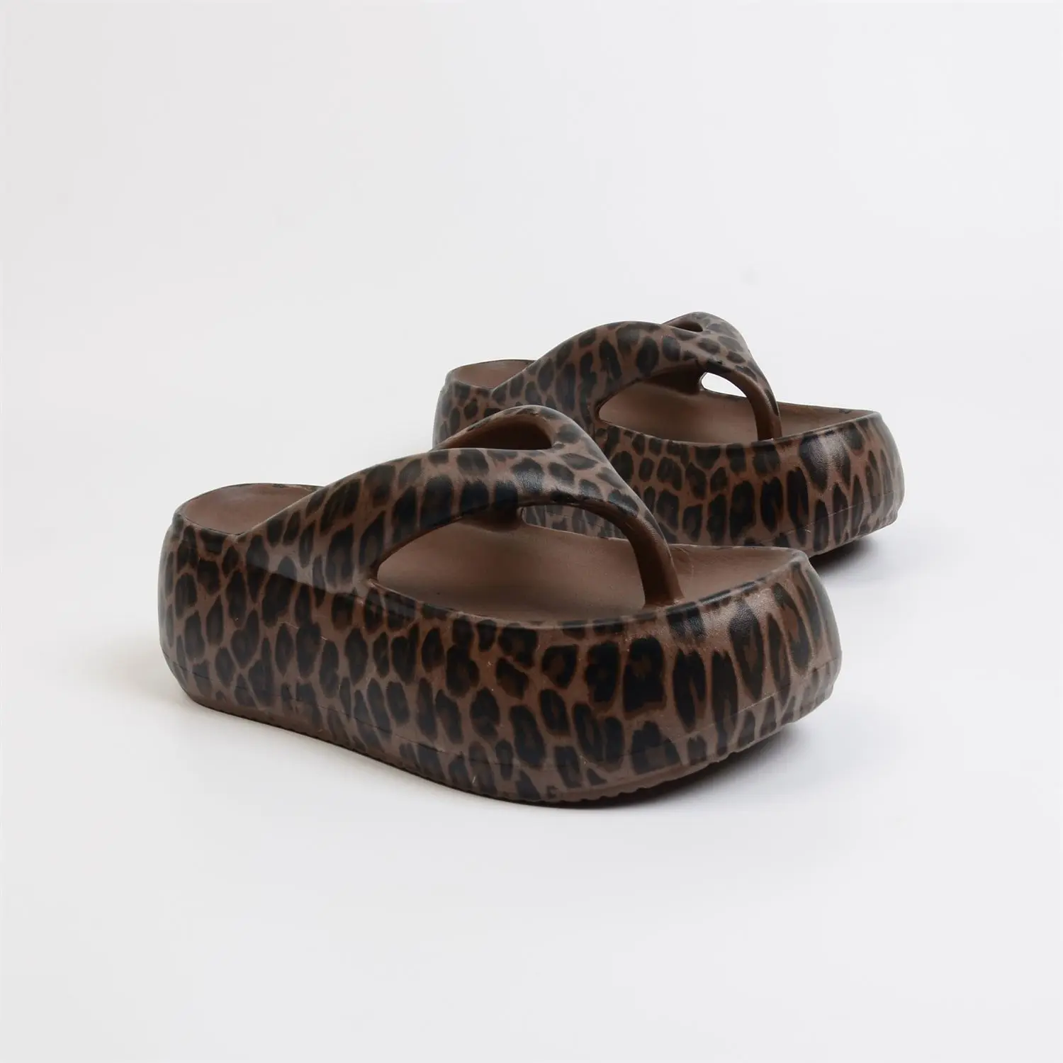 Retro Street Leopard Print Flip Flops Woman Thick Sole EVA Lightweight Height-Increasing Platform Slides Female Outdoor Slippers view 5