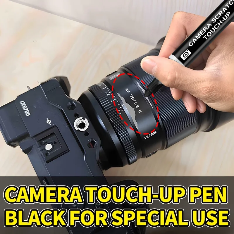 Black Camera Touch Up Paint Pen Scratch Repair for DSLR Mirrorless and Action Camera Body Restoration
