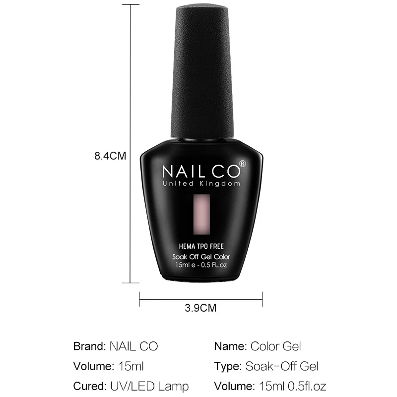 NAILCO 15ml Esmalte en gel libre de TPO, semipermanente, arte en uñas, manicura, diseño, removedor, top coat, gel UV 5