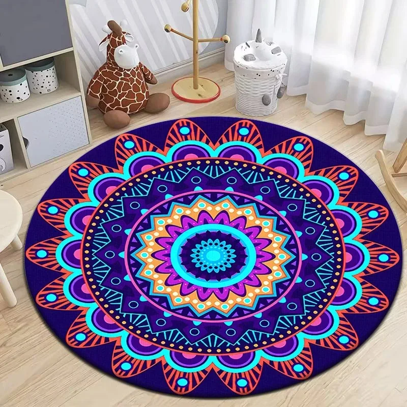 Bohemian Round Carpet Non Slip Circle Yoga Mat Dirty-resistant Living Room Bedroom Bathroom Kittchen Floor Rug Home Decorations