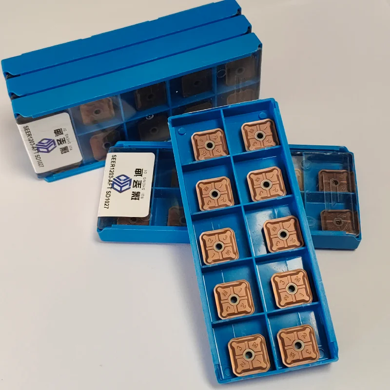 SEER1203-AFT Tungsten Carbide Milling Insert TiN Gold & Black Coated CNC Cutting Inserts For Carbon Steel Stainless Steel