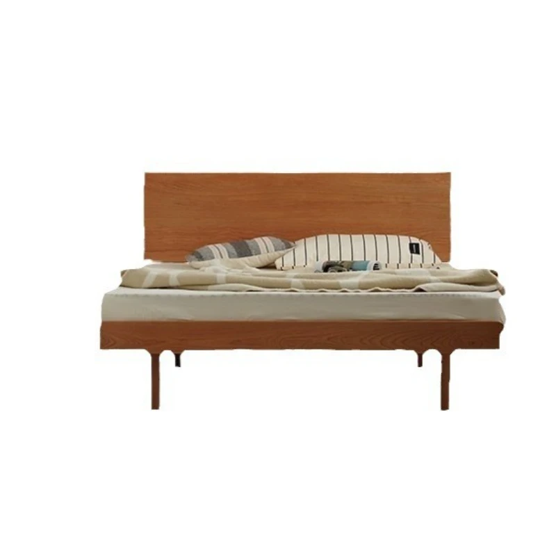 Nordic cherry wood flush edge bed 1.5 1.8 meters master bedroom Japanese  small apartment double solid wood bed