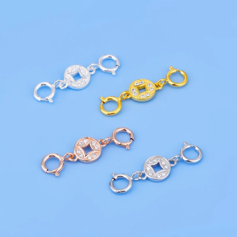 s925 Sterling silver copper double buckle high-grade extension buckle handmade DIY bracelet necklace accessories
