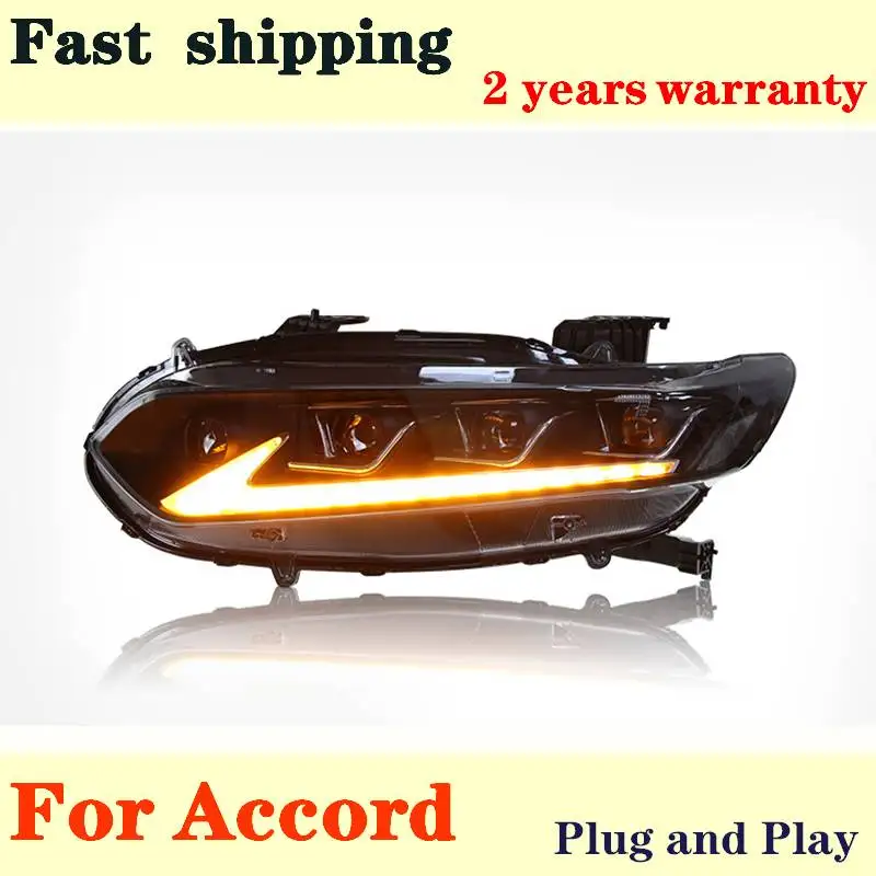 

Head Lamp For Accord LED Headlight 2018-2021 Headlights Accord DRL Turn Signal High Beam Angel Eye Projector Lens Accessories