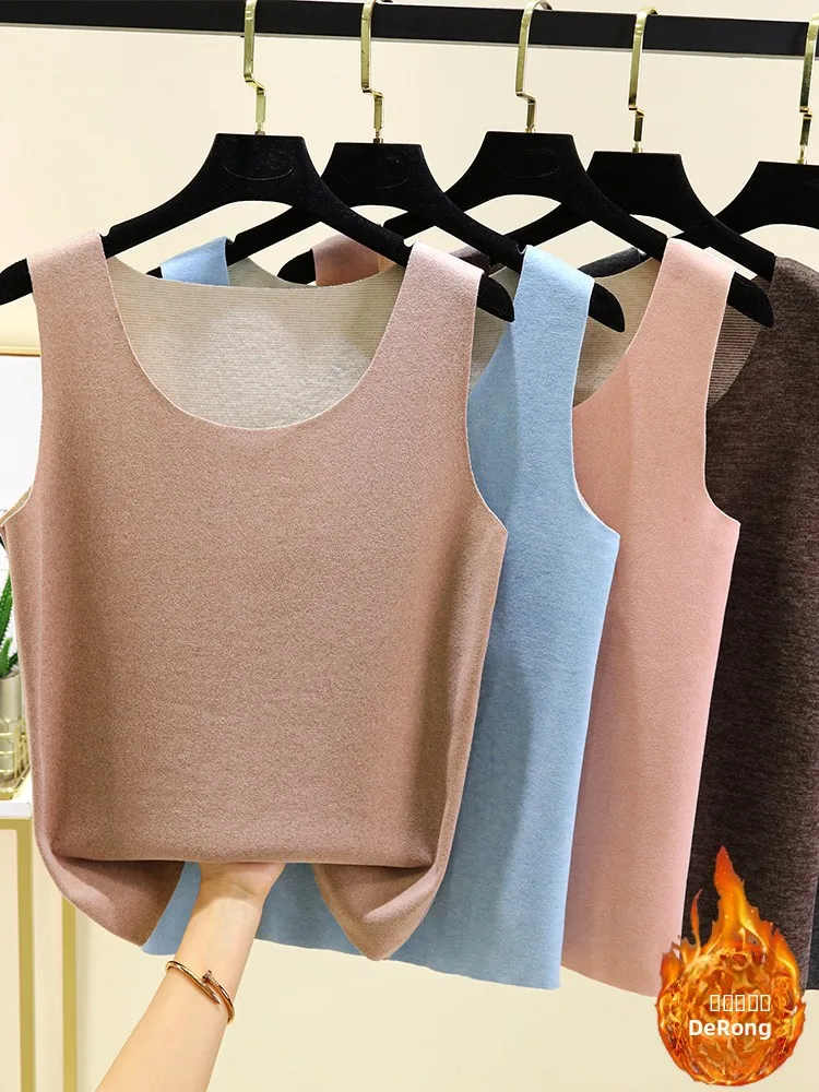 

Thiened Double-Sided Fce Warm Vest Women's Winter Large Size Svel Base irt Inner Wear Warm Top oulder Pad