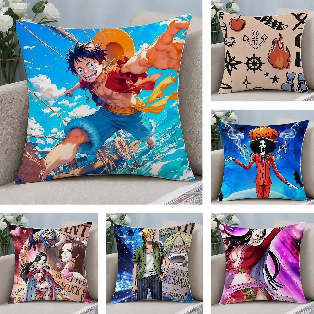 One Piece Monkey D Luffy Anime Plush Pillow Cover Soft Short Plush Cushion Cover For Sofa Bedroom Home Decor Gift Decoration