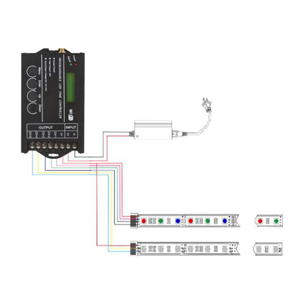 Tc421 Wifi Connect Time Programmeerbare Controller DC12-24V Met 5ch Voor Rgb/Rgbw Led Strip Sync Functie Dimmer