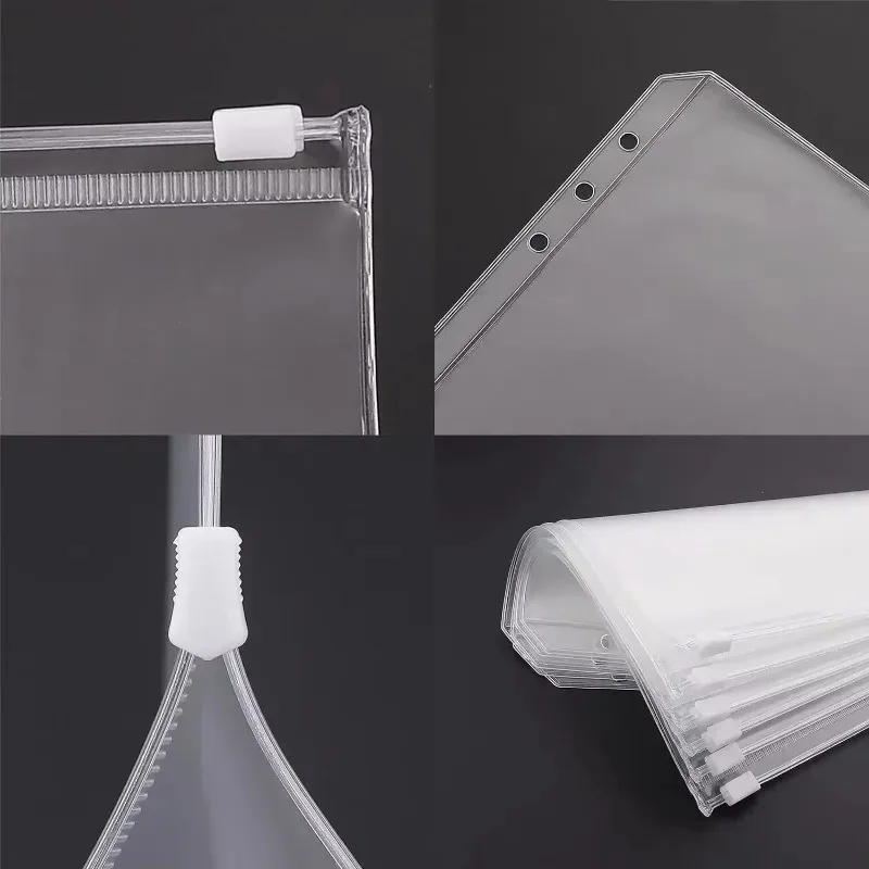 A6/A7 6-Hole Zipper Binder Pockets Waterproof PVC Cash Budget Envelopes Loose Leaf Bag For Binder Notebook Planner - Image 4