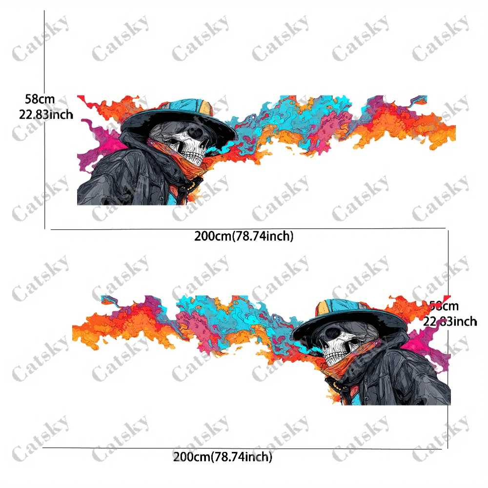 2pcs.Trendy Cool Colorful Splatter Colorful Skull Man Car Decoration Decal.car Vinyl Wraps
