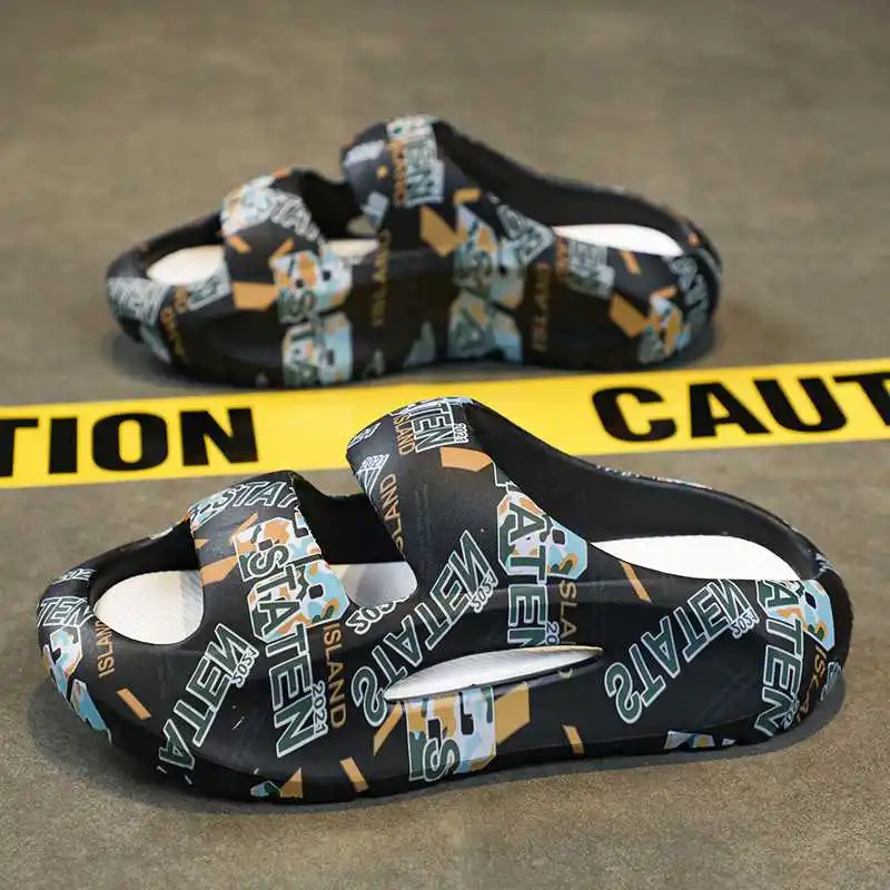 

Мужские тапочки большого размера, домашние тапочки, трансграничные независимые тапочки с одним ремешком, удобная мягкая подошва