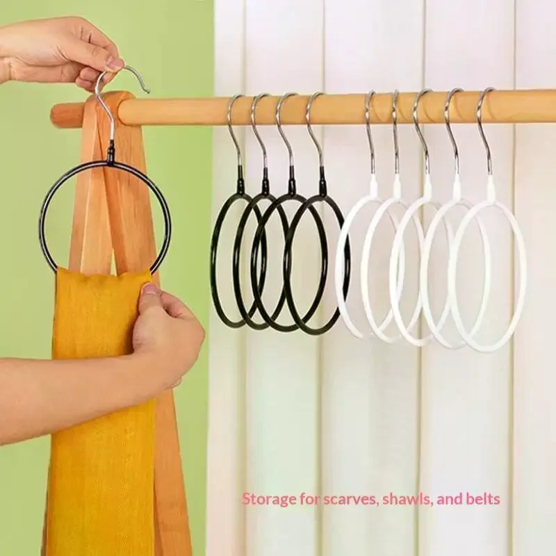 Multi-functional Ring Scarf Hanger Single Plastic Coated Non-slip Towel Rack Storage Trace Simple Tie Hanger