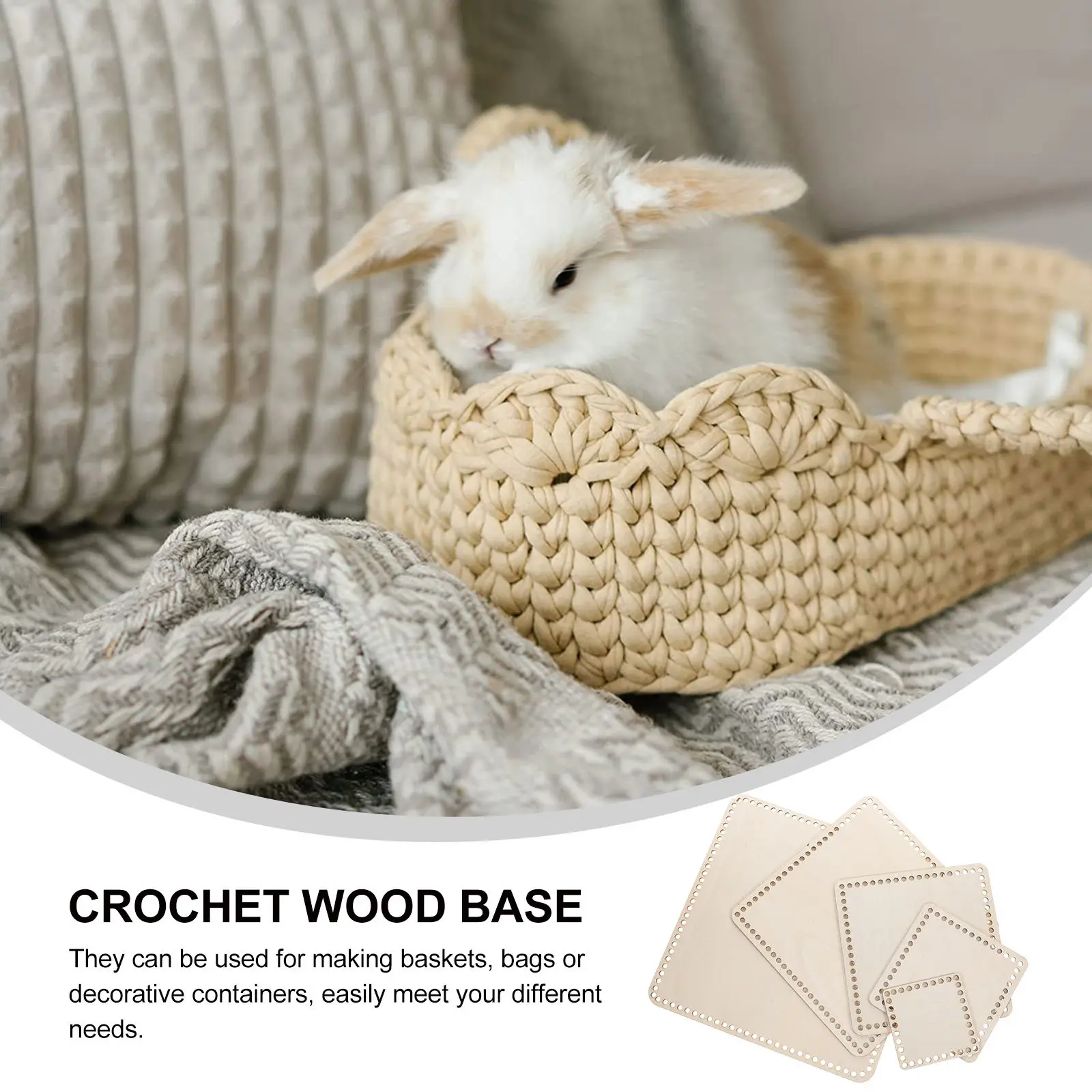 5Pcs Wooden Bottom Basket Weaving Kit Long Lasting Break Resistant Delicate Shape Easy Match Knitting Crochet Supplies
