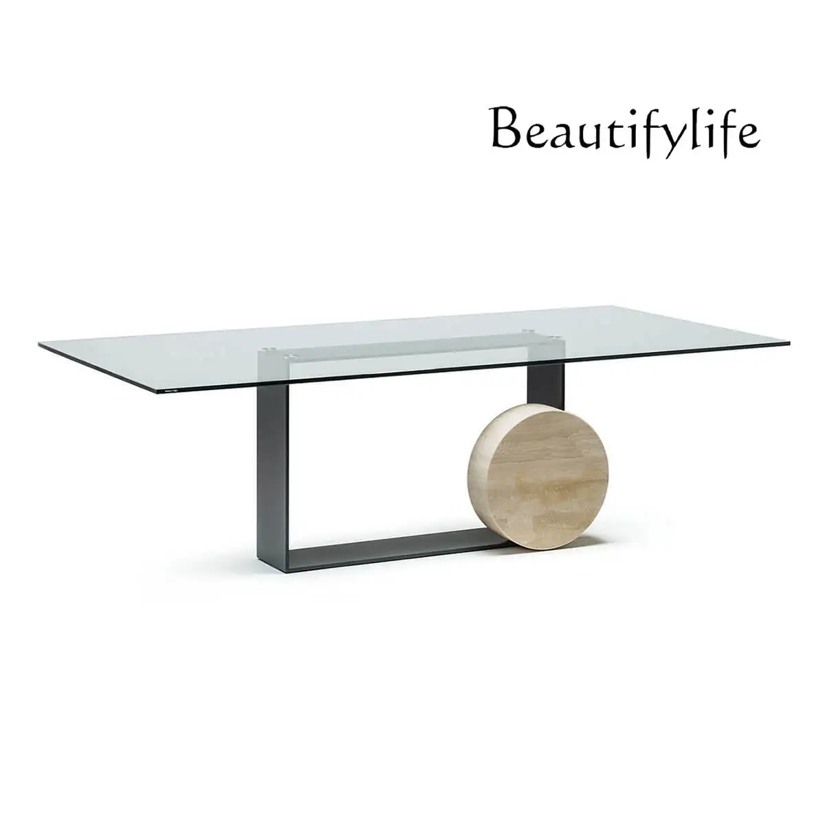 Italian Minimalist Designer Creative Marble Steel Frame Glass Table Modern Light Luxury Living Room Table