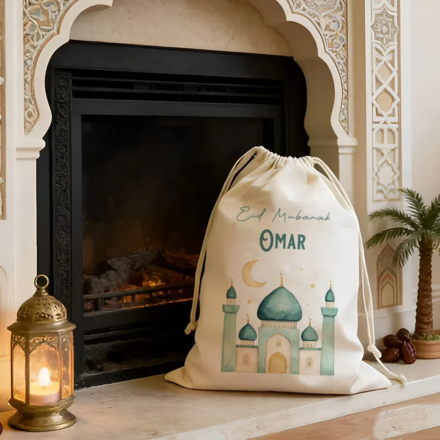 Customized Gift Bags for Eid Mubarak Featuring Personalized Names for Ramadan Perfect Family Presents During Islamic Festival