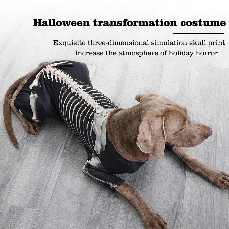 Pet Clothing Halloween Transformation Dressup Skeleton Dog Clothing Pet Cosplay Jumpsuit Halloween Transform Outfit Pet Supplies