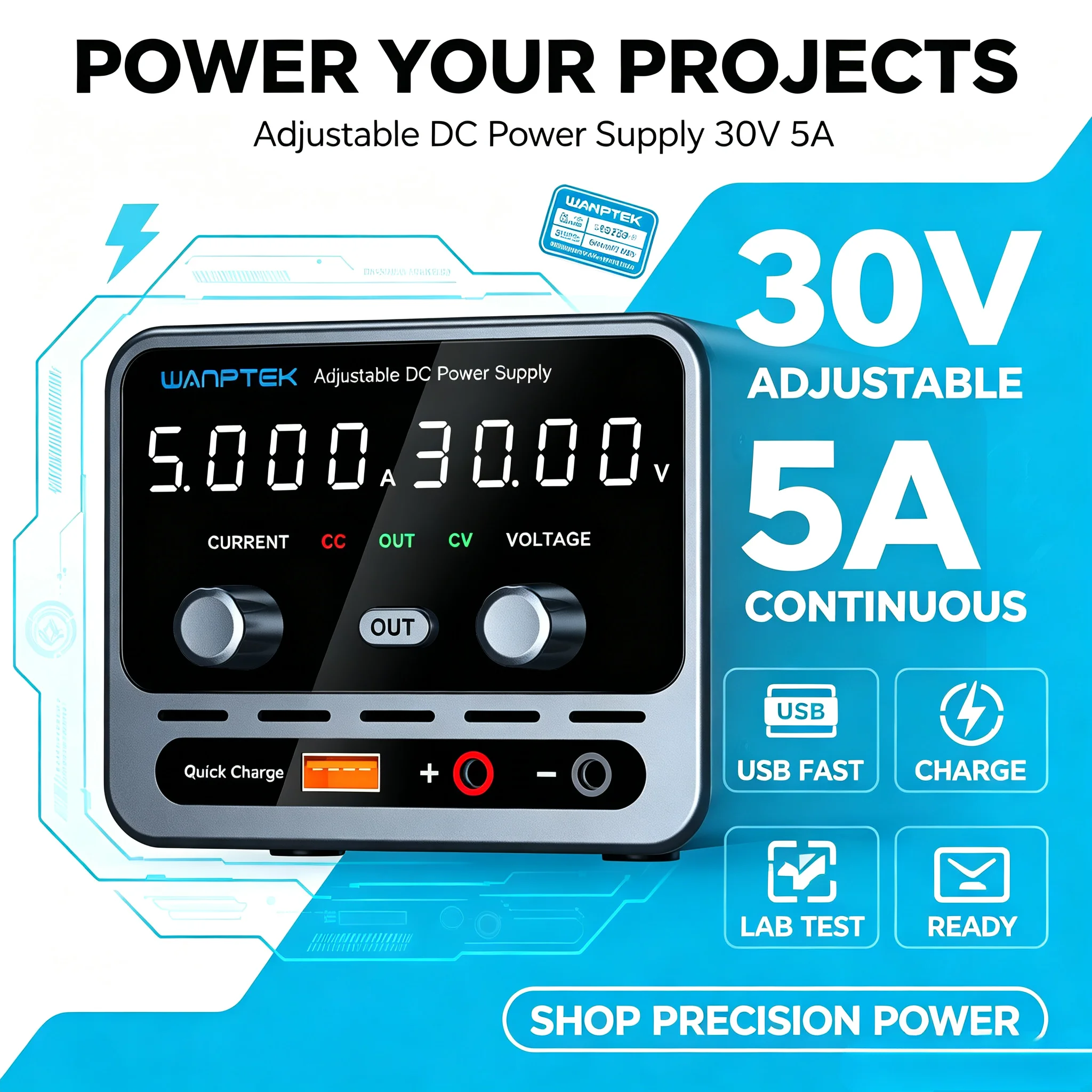 WANPTEK MN/TPS/TPS-C Adjustable DC Power Supply Programmable Stabilized Bench Power Source Lab Electronic Repair Test