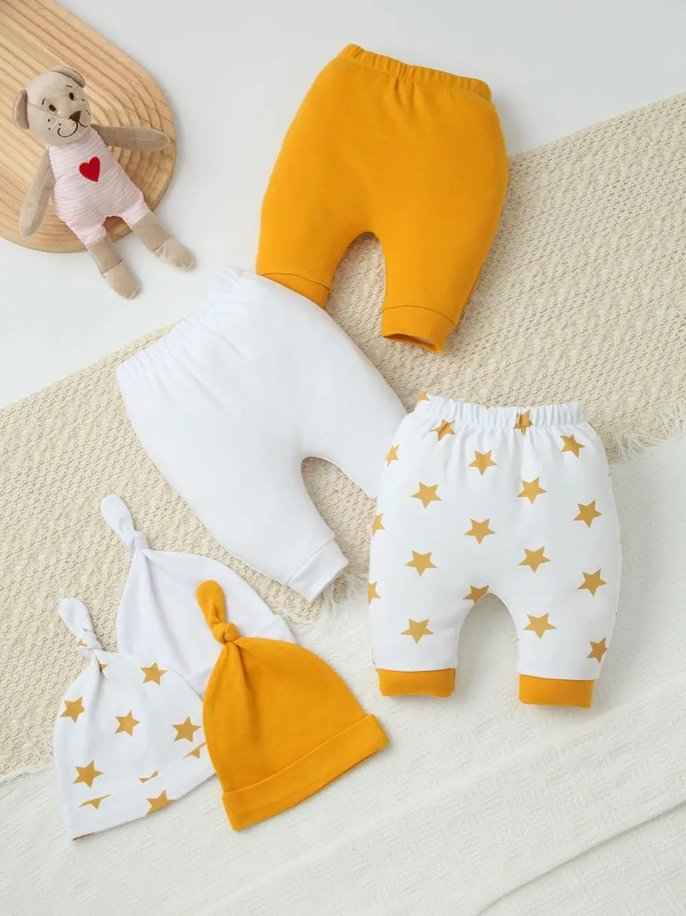 

3 шт. мягких хлопковых штанишек для малышей с повязками на голову, милые леггинсы унисекс с принтом звезд, спортивные штаны без застежек