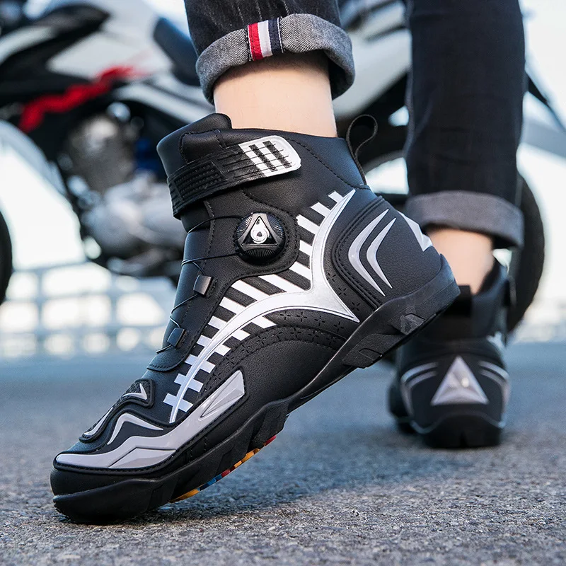 Anti Slip Motorcycle Riding Boots Knob Adjustment Motorbike Shoes Protective Boots Riding Equipment  cycling shoes
