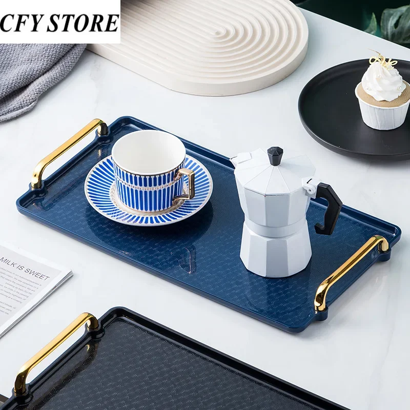 Luxury Plastic Rectangular Tray for Coffee Candy Mug Storage Serve Trays Home Kitchen Fruit Dessert Party Tray Kitchen Organizer