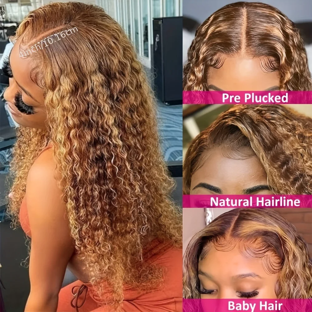 13x6 Hd Lace Wig Highlight Wig Human Hair  blonde Lace Front Wig Deep Wave Frontal Wig 13x4 Brazilian Curly wigs For Women