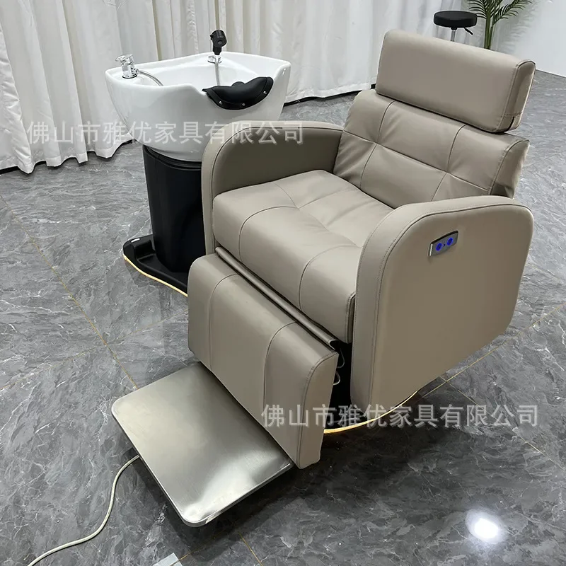 High-end barber shop multi-functional electric shampoo bed hair salon special semi-full lying shampoo and cutting integrated