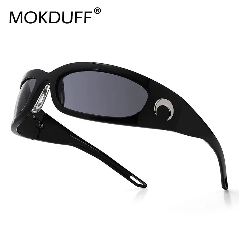 

Luxury Brand Wrap Around Oval Sunglasses with Moon Fashion Sports Sunglasses Futuristic UV400 Shades Y2k Trendy oculos de sol