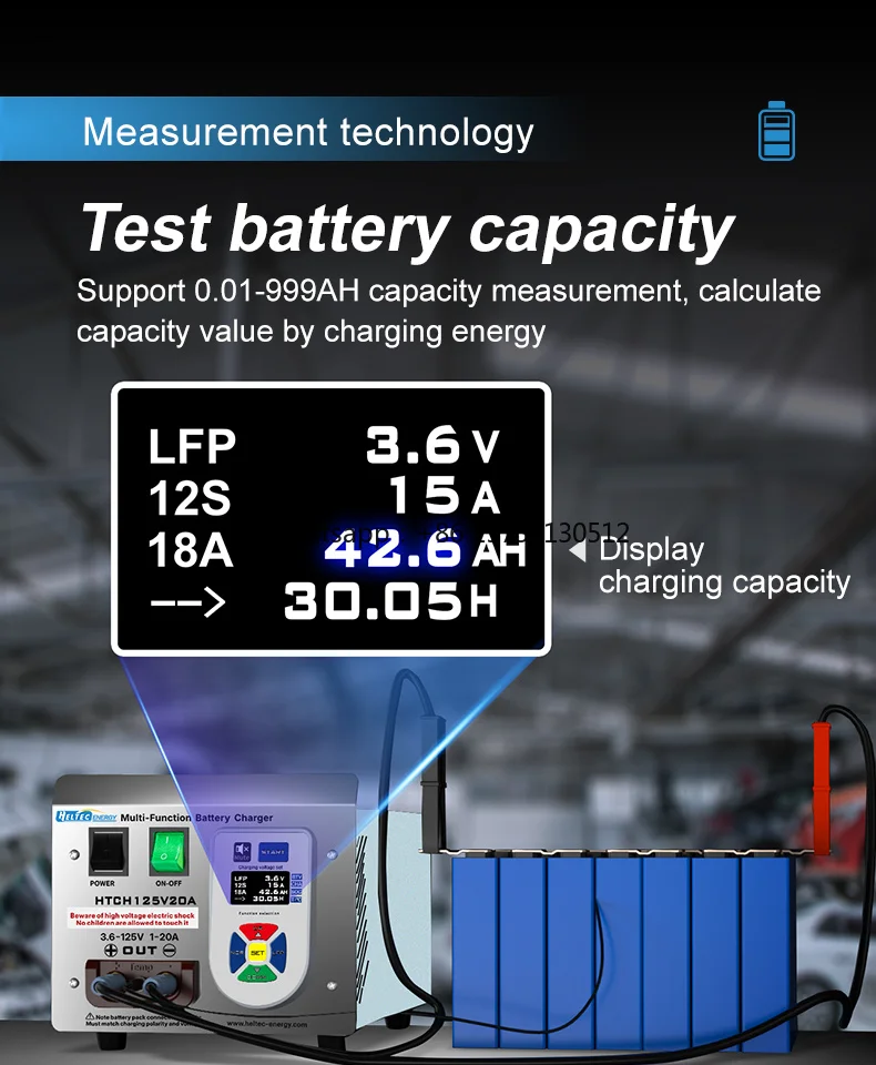 HeltecEnergy 60V 30A/125V 20A/125V 30A Adjustable Charger with Temperature and Capacity Test LFP Li-ion Intelligent Charger