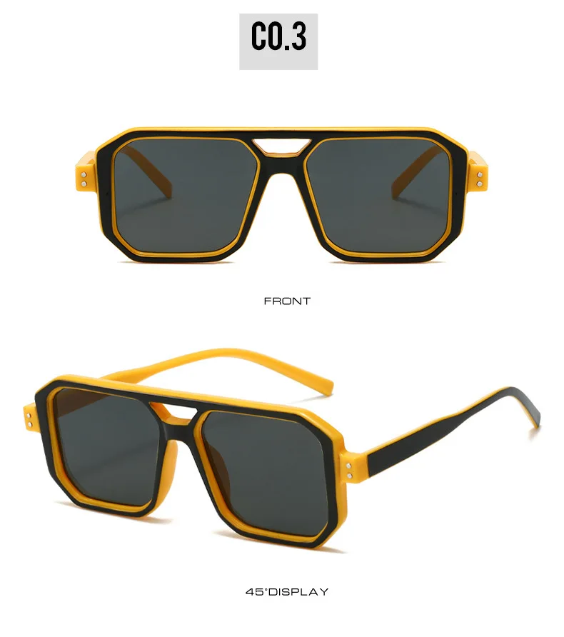 Neue Vintage Quadratische Sonnenbrille für Damen und Herren Marken-Rechteck-Sonnenbrille Ovale Brillen für Männer und Frauen – Detail 15