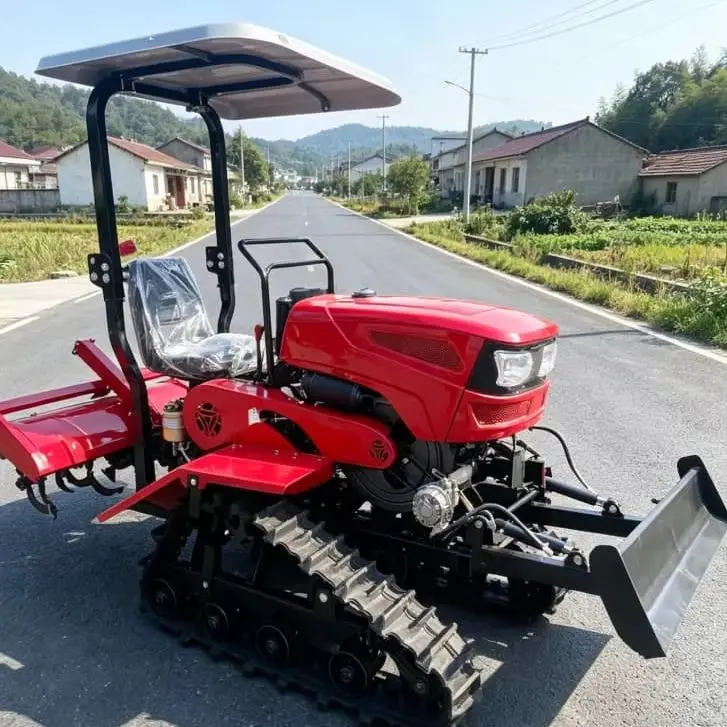Customized Crawler tractor, internationally popular small ploughing machine, energy-saving crawler rotary tiller, mini tiller