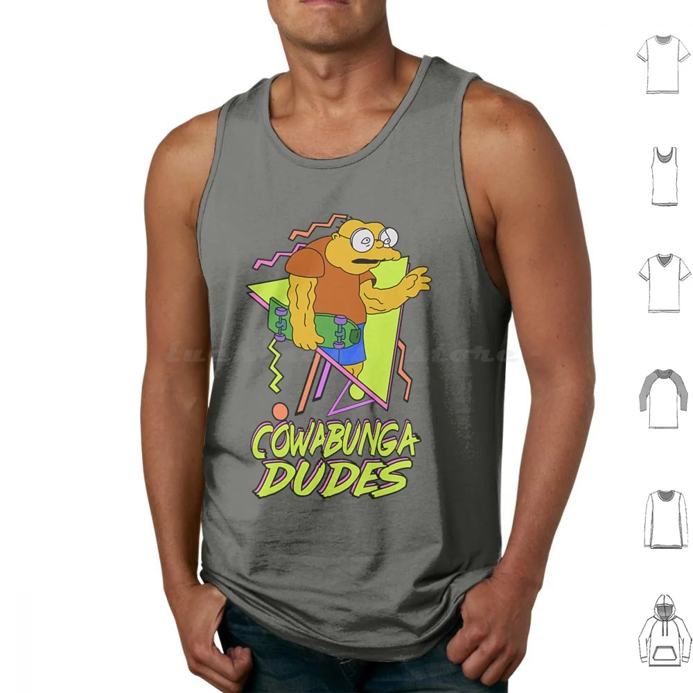 Rad Moleman Tank Tops Print Cotton 90s Bart Cowabunga Dude Matt Groening Meme Skateboard Skateboarding Vintage