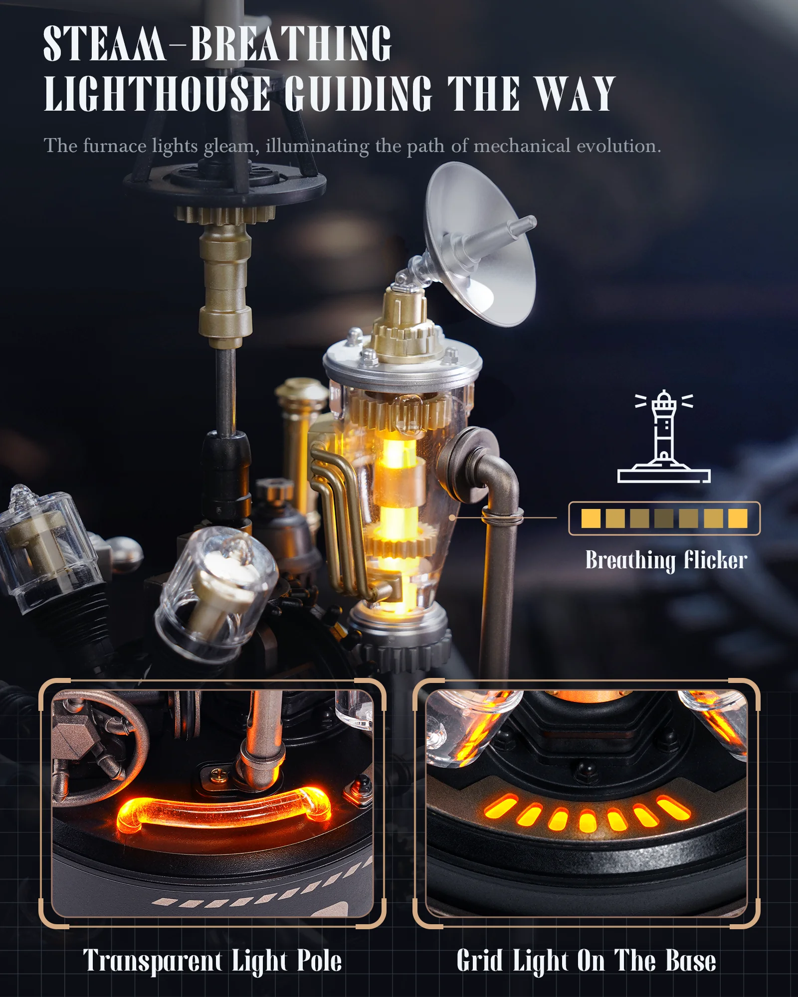 ROKR Da Vinci Helicopter CGL01 – A mechanical 3D puzzle with wireless audio-visual interaction, an adult steampunk desktop model view 3
