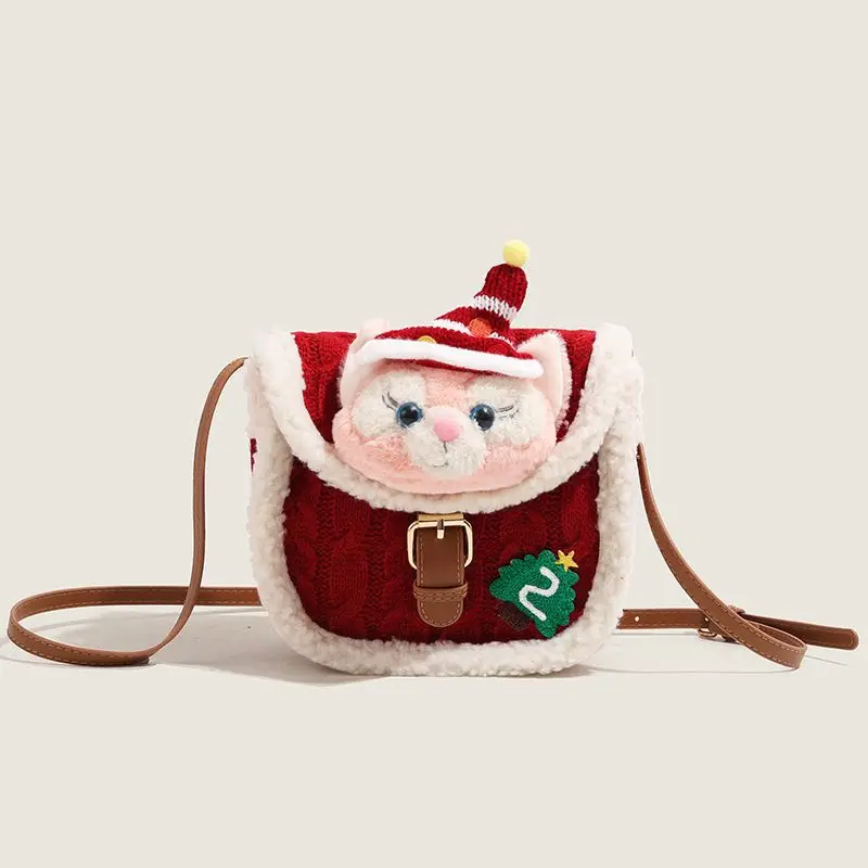 Disney Lingna Belle cartoon plush women's toy doll cover plush bag red cute fashion casual shoulder messenger bag