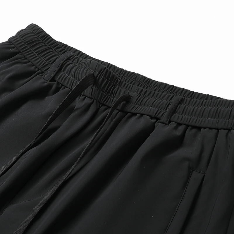 Men's Black Stretch Pants for Summer, with An Elastic Waistband and Drawstring, Asian SizesTrousers.