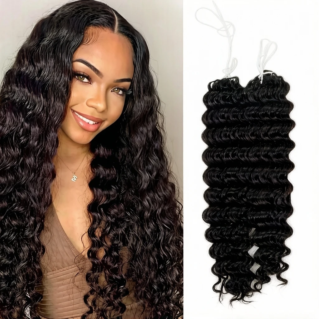 

Натуральные волосы для наращивания 14A Knotless PreSeparated Deep Wave Feather Crochet, 100% необработанные, для плетения косичек, Water Wave Feather Line