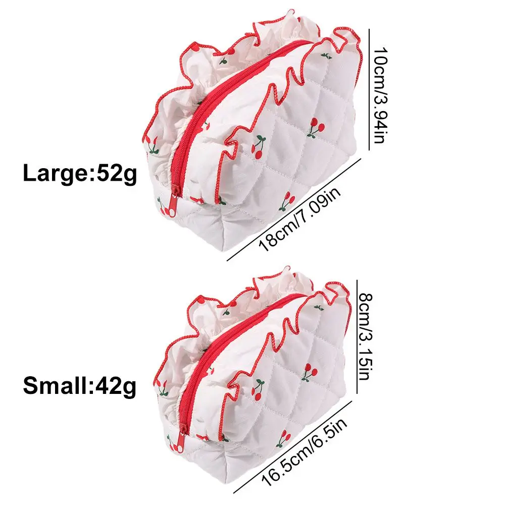 حقيبة مكياج الكرز المطبوعة ذات سعة كبيرة، حقيبة مستحضرات تجميل الكرز العطرية على الطراز الكوري مع حقيبة تخزين بسحاب