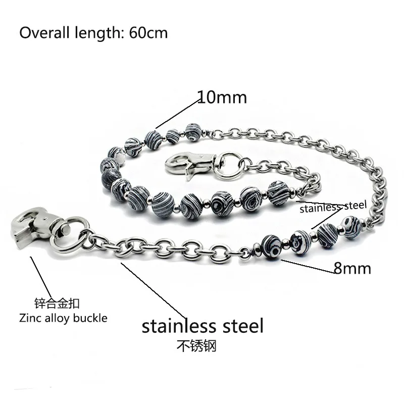 Stainless Steel Punk Chain Jeans Pants Women Men Trousers Secure Travel Wallet Chain Stone Pants Chain Clothing Accessories