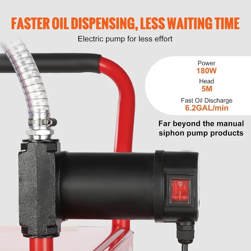 VEVOR 30 Gallon Fuel Caddy, Portable Fuel Storage Tank Container with Electric Pump Wheels Fuel Transfer Storage Tank for Diesel