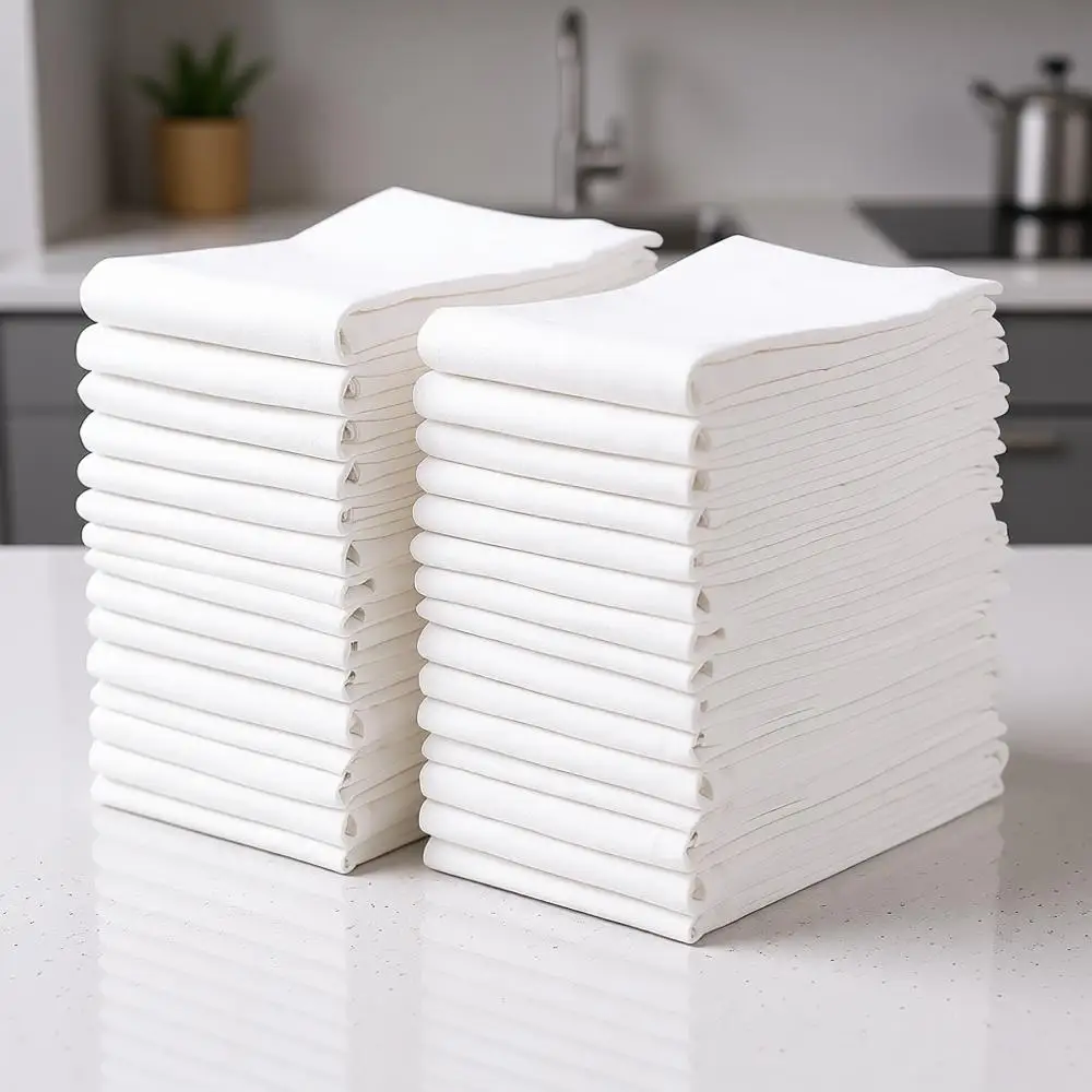 

30-Piece 28x28 Inch Cotton Dish Towels - Absorbent, Durable for Drying Dishes and Multipurpose Kitchen Use