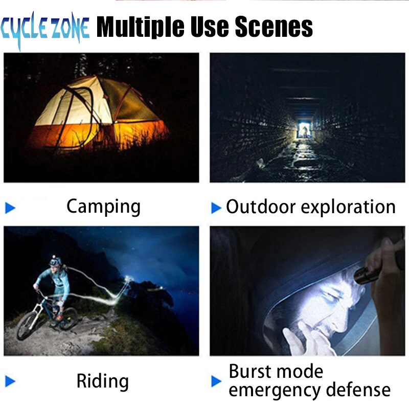 Mini Zoom LED lampe de poche pêche en plein air et équipement d'équitation réglable stylo électrique lumière USB Rechargeable torche Camping outils