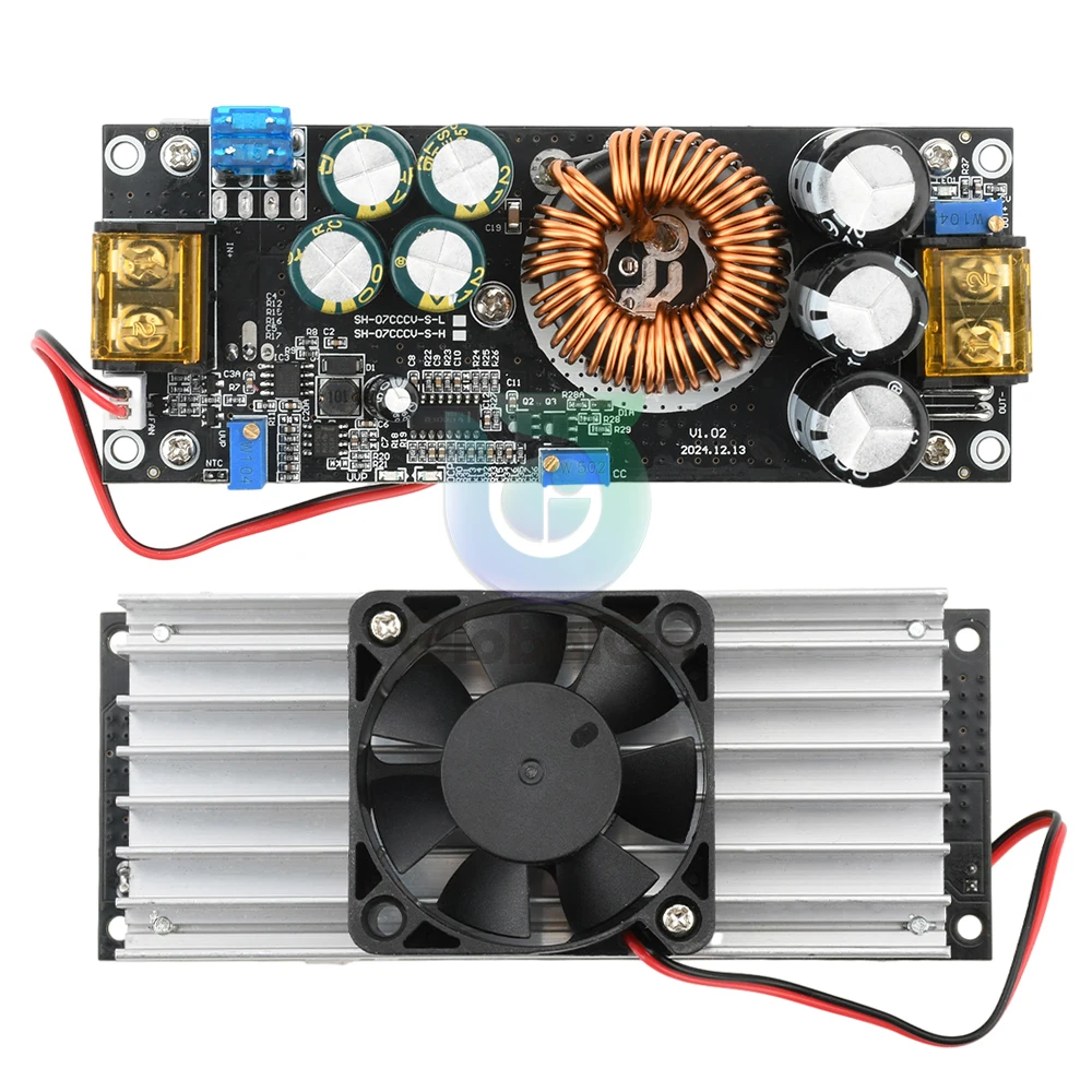 

1200W 20A Boost Converter Step Up Power Supply Module 14-85V to 14-120V Adjustable Voltage Charger With Heat Sink