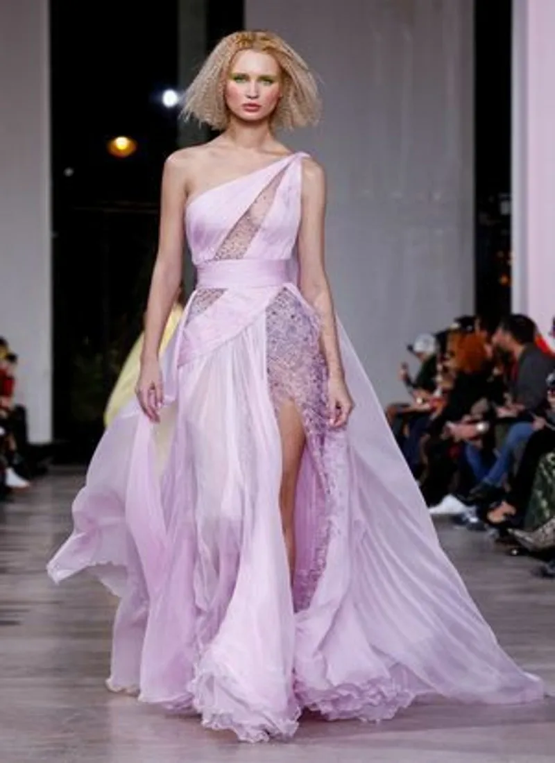 Vestido De fiesta largo De gasa con lentejuelas y un hombro al aire para mujer, traje De noche Formal De estilo celebridad, color morado claro, 2023