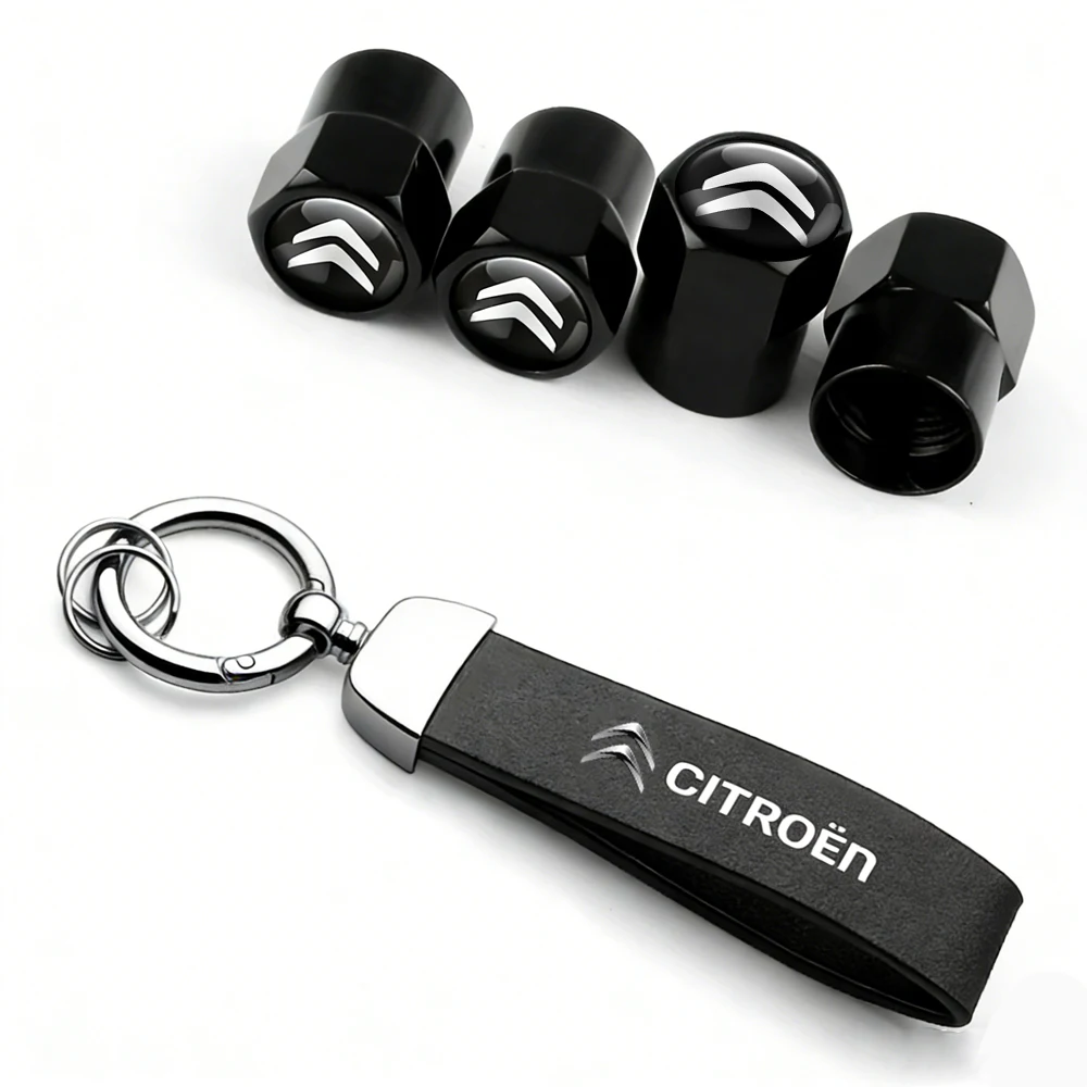 Car Tire Gate Valve Cover Leather Keychain Accessories For Citroen DS Xsara C1 C2 C3 C4 C6 C8 Berlingo Cactus Picasso DS3 C4L