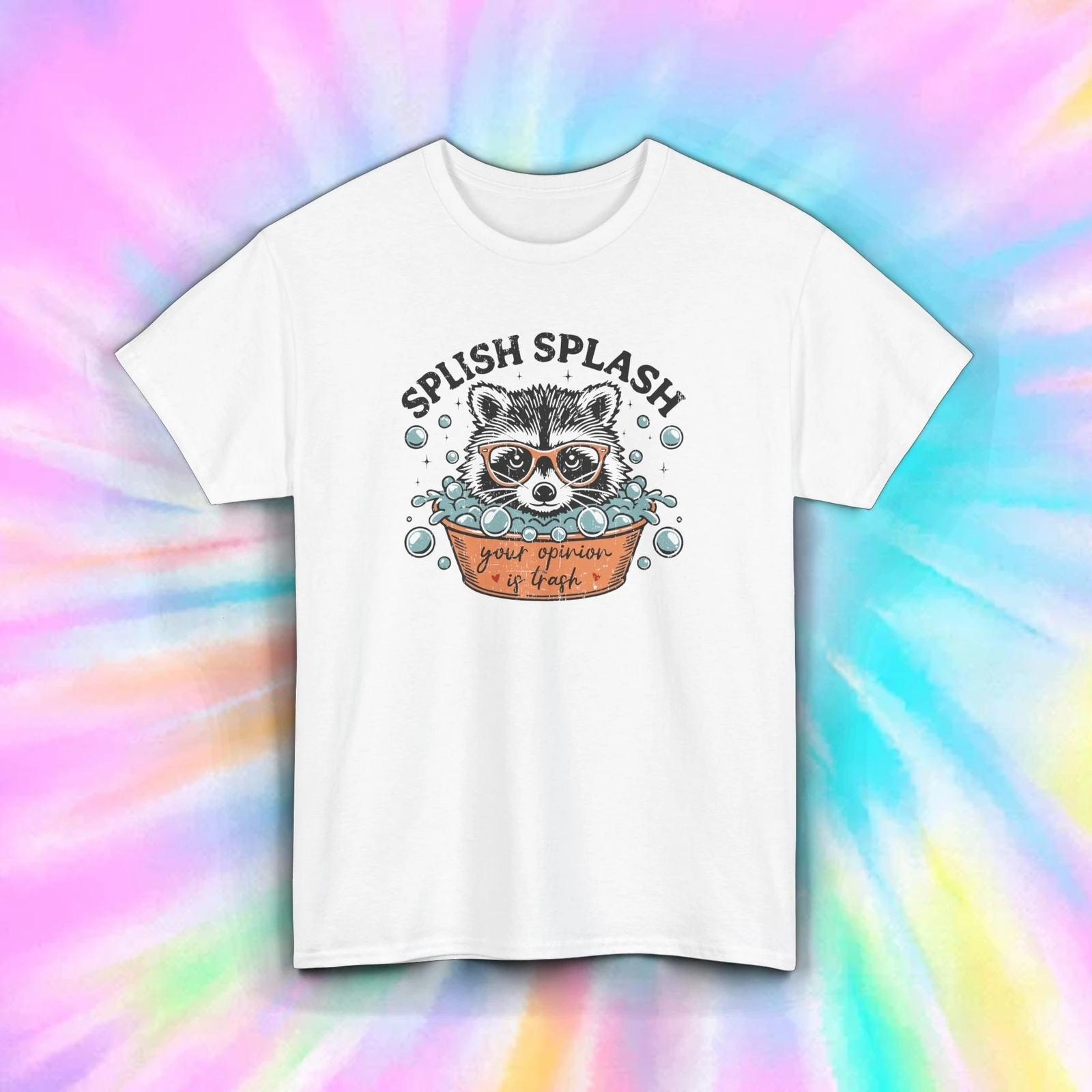 T-Shirt drôle de raton laveur Splish Splash Your Opinion Is Trash Meme Tee S-5XL