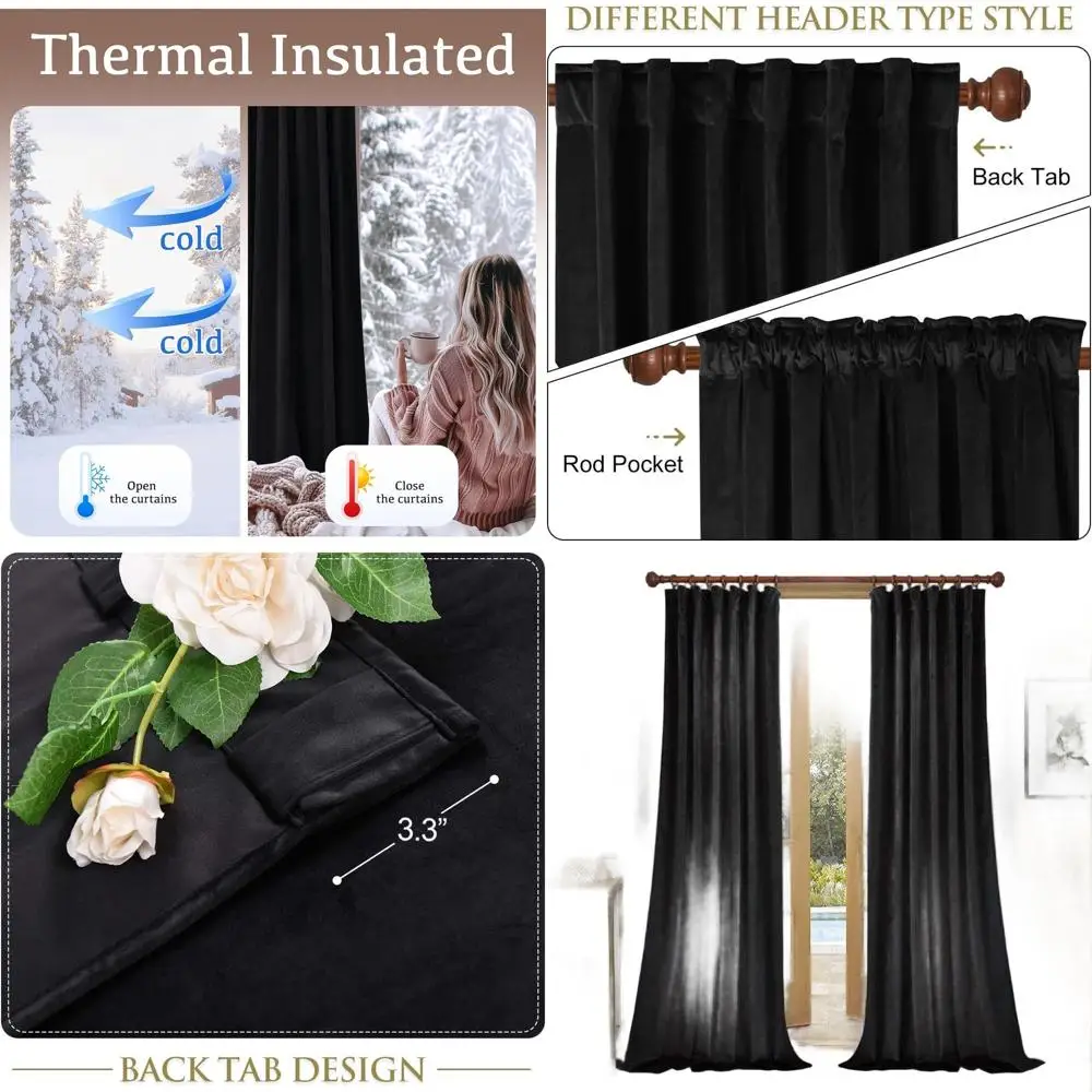 

Extra Long Blackout Curtains Set, 120-inch Length, Thick Insulated Panels, Total Privacy for Film Rooms or Basements, 52W x 120L