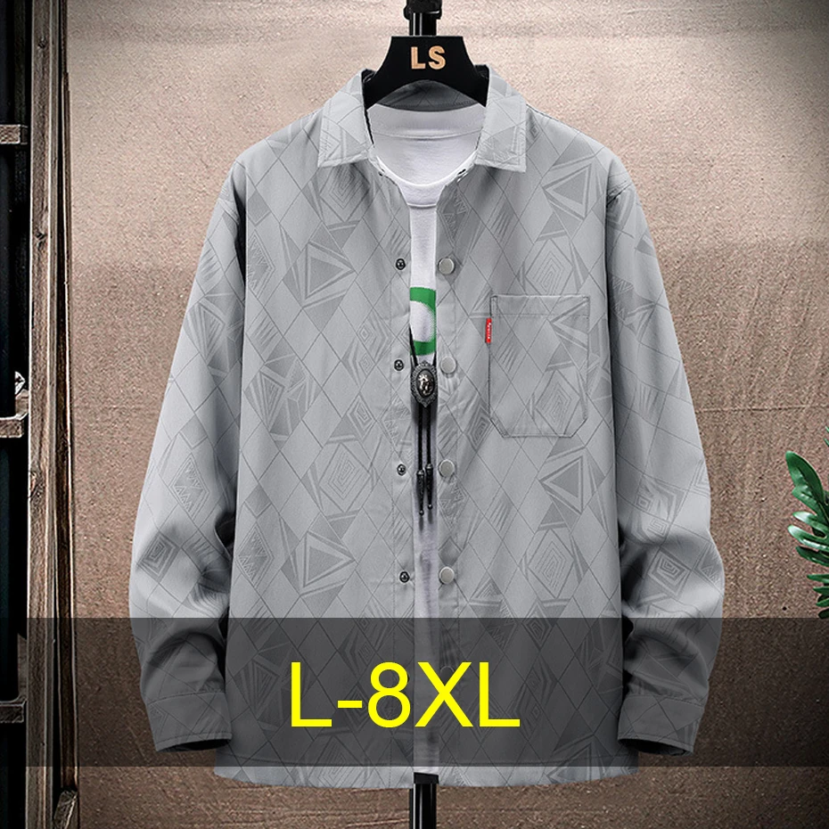 

Graffiti Shirts Men Spring Autumn Long Sleeve Shirt Plus Size 8XL Fashion Casual Shirts Jackets Male Big Size 8XL