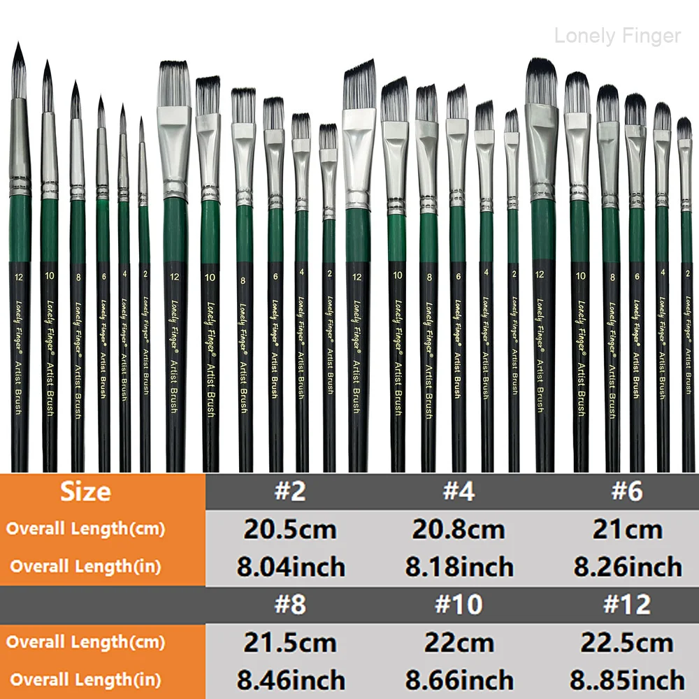 مجموعة فرش طلاء أكريليك، 6/24 قطعة فرشاة رسم أكريليك شعر نايلون، فرشاة رسم وجه روك بألوان مائية، مستلزمات فرشاة حرفية للفنانين #2