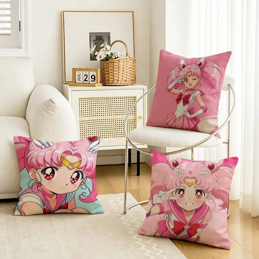 Anime S-Sailor Chibi-Moon Customizable Square Cushion Cover Double Sided Print Pillow Case