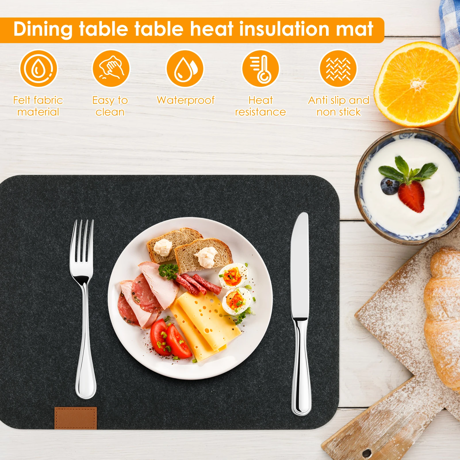 24pcs Placemats Felt Coaster Cutlery Bag Heat Resistant Dish Tableware Mat for Kitchen Restaurant Party Table Dining Place Mat